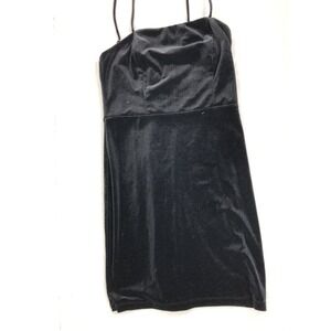 Crystal Sky Dress Womens Medium Black Velvet Spaghetti Strap Bodycon Lined‎ M